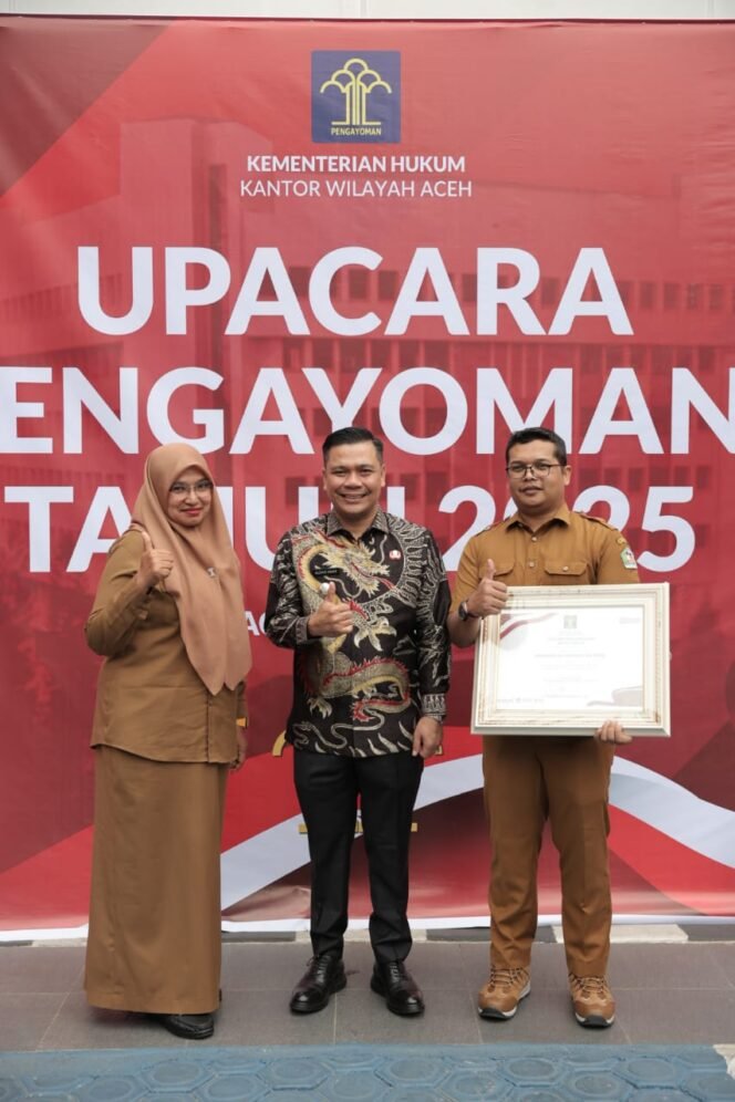 
					Pemerintah Kabupaten Pidie Raih Penghargaan Indeks Reformasi Hukum (IRH) Tahun 2025 dari Kementerian Hukum Aceh